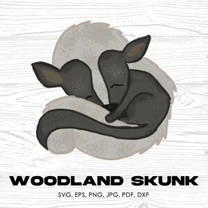 Woodland Animals, Skunk svg, png, jpg, pdf, eps, dxf | nature, watercolor clipart, printable