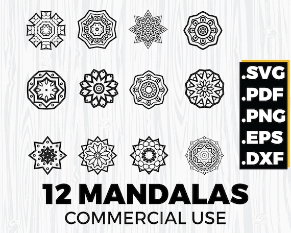Download 12 Mandalas Mandala Svg Mandalas Svg Mandala Clipart Etsy