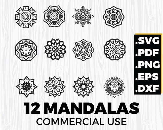 Download 12 Mandalas Mandala Svg Mandalas Svg Mandala Clipart Etsy