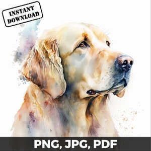 Golden Retriever Art Print, Golden Retriever Dog Print, Golden Retriever Watercolor, Golden Retriever png, pdf, jpg, Sublimation