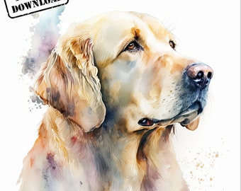 Golden Retriever Art Print, Golden Retriever Dog Print, Golden Retriever Watercolor, Golden Retriever png, pdf, jpg, Sublimation