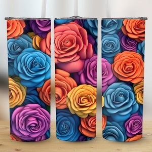 3D Roses Flowers 20 oz Skinny Tumbler Sublimation Design, Straight & Tapered Wrap, 3D Tumbler Wrap, Roses Tumbler Png, Instant Download