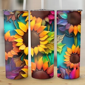 Sunflowers 20 oz Skinny Tumbler, Alcohol Ink Sublimation Design, Straight and Tapered Tumbler Wrap, Digital Download png, Graphic