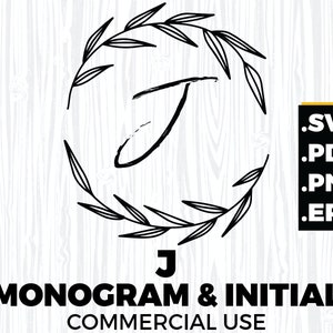 J Monogram, J Initial, J Letter, alfabet, svg, png, pdf, eps voor cricut