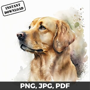 Golden Retriever Art Print, Golden Retriever Dog Print, Golden Retriever Watercolor, Golden Retriever png, pdf, jpg, Sublimation