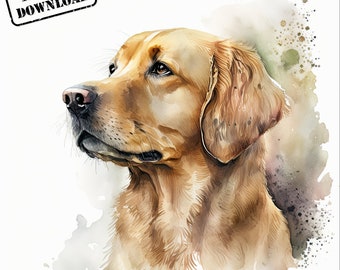 Golden Retriever Art Print, Golden Retriever Dog Print, Golden Retriever Watercolor, Golden Retriever png, pdf, jpg, Sublimation