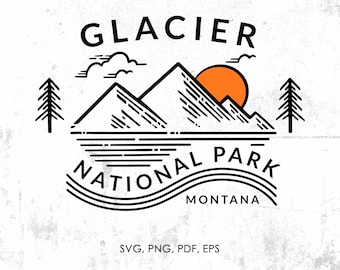 Glacier National Park svg, png, pdf, eps, jpg | clipart, graphic, instant download