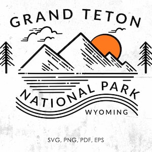 Grand Teton National Park svg, png, pdf, eps, jpg | clipart, graphic, instant download