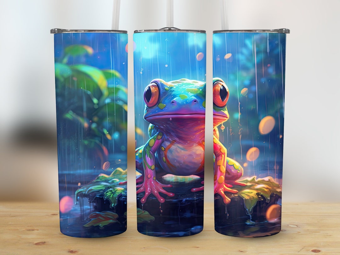 Baby Frog Neon Raindrops 20 Oz Skinny Tumbler, Sublimation Design ...
