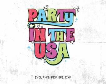 4th of July svg, Party In The usa svg, Fourth Of July svg, Retro 4th Of July svg, 4th Of July Sublimation Design png, American Hippie png