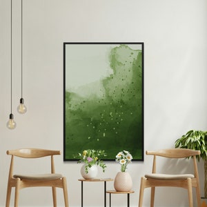 Green Watercolor portrait print digital download | watercolor art print | printable watercolor wall art