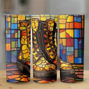 Botas de bandera americana Vidrieras Vaso flaco de 20 oz, Diseño de sublimación, Envoltura de vaso recto y cónico, Descarga digital png
