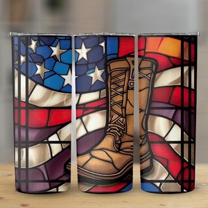 Botas de bandera americana Vidrieras Vaso flaco de 20 oz, Diseño de sublimación, Envoltura de vaso recto y cónico, Descarga digital png