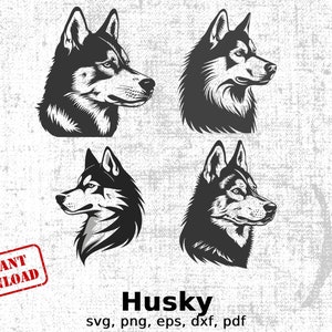 Husky Dog Clipart Bundle, Husky Vector Collection, SVG Bundle, Wolf Dog Digital Art, Instant Download, Cricut Files, Commercial Use