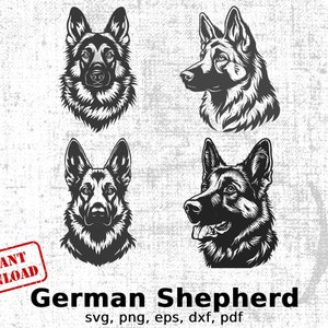 German Shepherd digital clipart bundle, instant download svg, png, eps, dxf, pdf files, perfect for cricut and commercial use