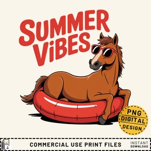 Sommer Vibes Pferd Png, Pool Float Png, lustiges Pferd Design, Sommer Sublimationsdesign, Pferdegrafik Png, Strandurlaub Png
