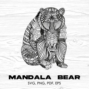 Mandala  Bear, Mandala  Bear svg, Bear svg, Bear clipart, animal svg, instant download