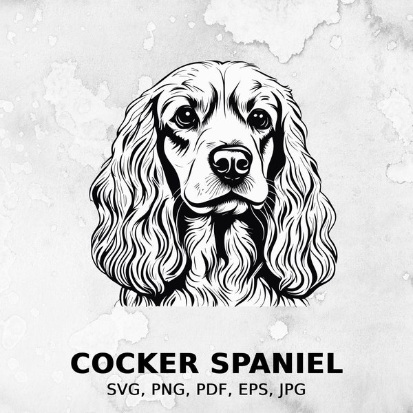 Cocker Spaniel svg, Dog svg file, Pet svg, pdf file, png, eps file, cut file, print files, Cocker Spaniel clipart, instant access