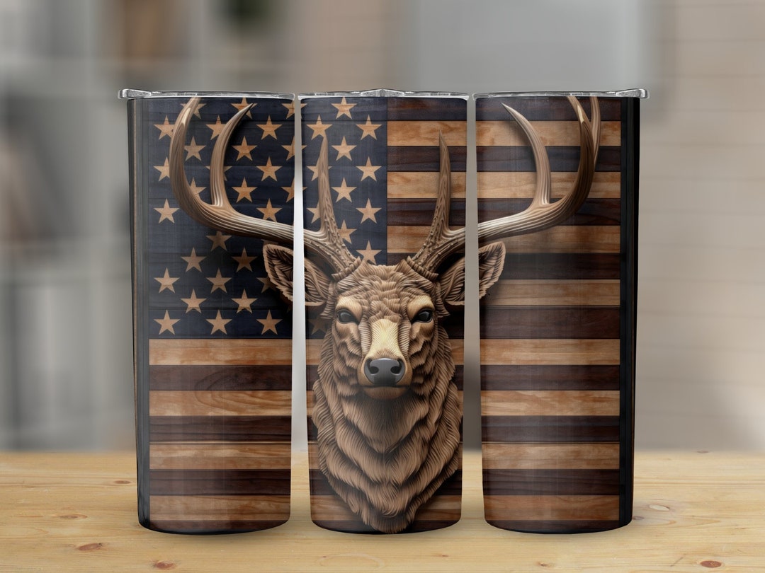 Engraved Deer Hunting Wrap 20 Oz Skinny Tumbler, Sublimation Design ...
