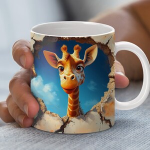 Giraffe 3D Mug Wrap Design, Cute Animal Sublimation Mug, Unique Gift, Coffee Lovers, Office Mug, Home Decor, 15oz 11oz