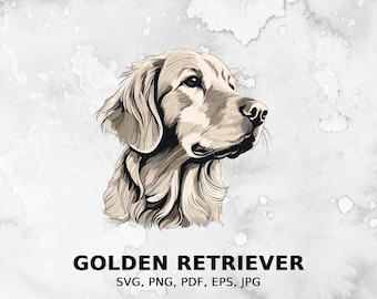 Golden Retriever svg, archivo svg perro, Pet svg, archivo pdf, png, archivo eps, archivo cortado, archivos de impresión, imágenes prediseñadas Golden Retriever, acceso instantáneo