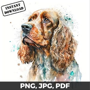 Cocker Spaniel Art Print, Cocker Spaniel Dog Print, Cocker Spaniel Watercolor, Cocker Spaniel png, pdf, jpg, Sublimation