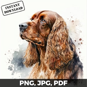 Cocker Spaniel Art Print, Cocker Spaniel Dog Print, Cocker Spaniel Watercolor, Cocker Spaniel png, pdf, jpg, Sublimation