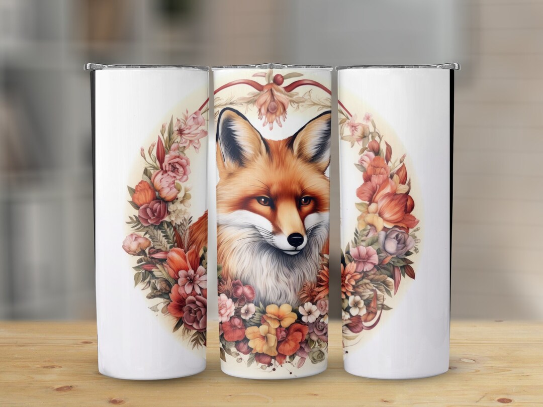 Fox Portrait 3D Art 20 Oz Skinny Tumbler, Sublimation Design, Straight ...