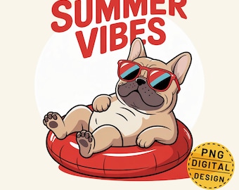 Summer Vibes Png, Dog On Float Png, Summer Dog Design, Funny Dog Shirt Print, Summer Sublimation Design, Beach Graphic Png