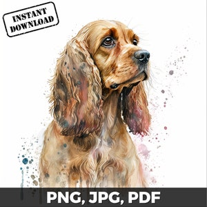 Cocker Spaniel Art Print, Cocker Spaniel Dog Print, Cocker Spaniel Watercolor, Cocker Spaniel png, pdf, jpg, Sublimation