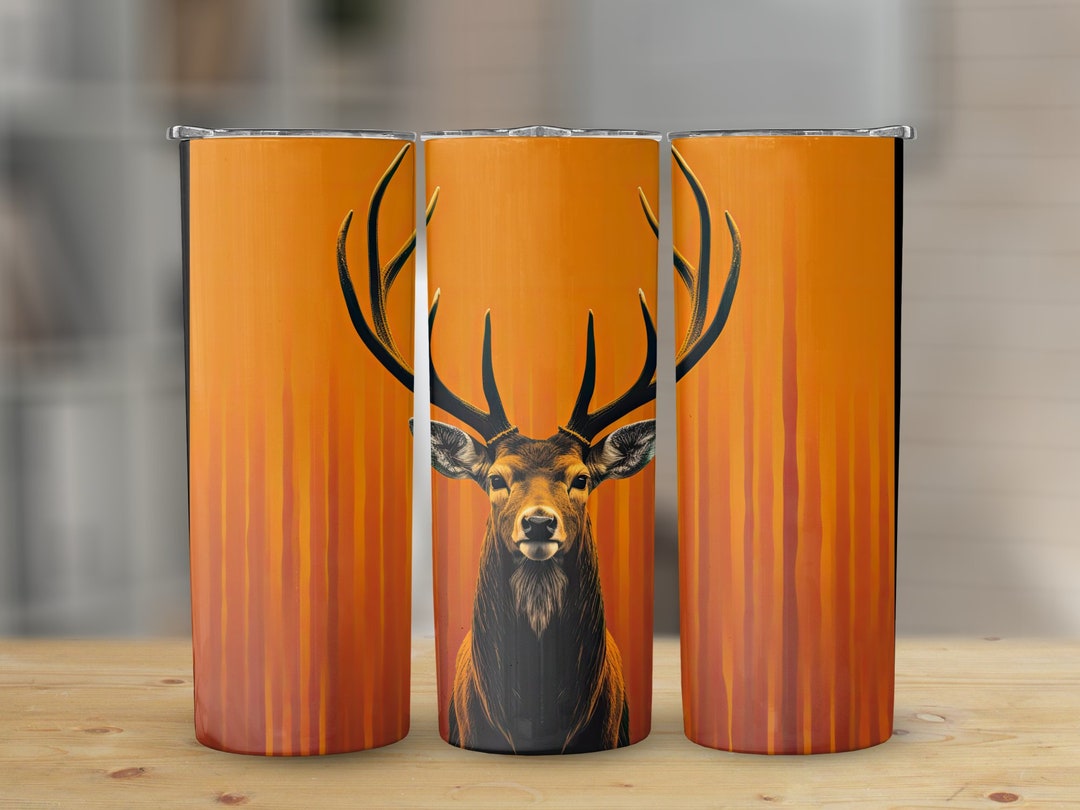 Deer Hunting Art 20 Oz Skinny Tumbler, Sublimation Design, Straight and ...