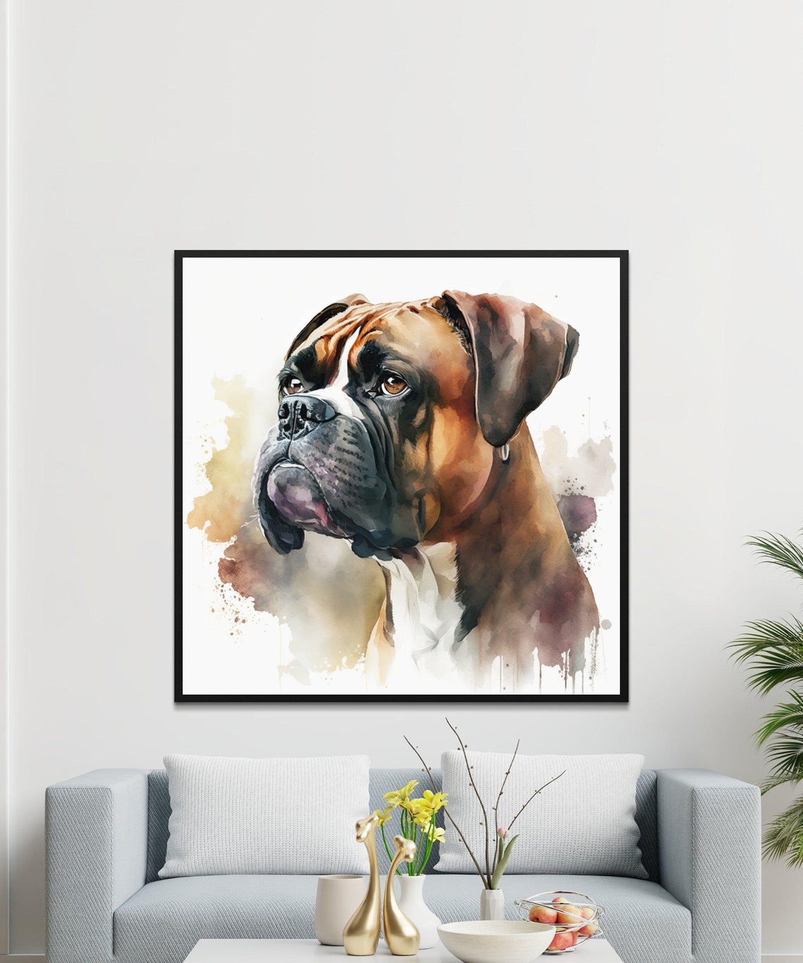 Boxer Art Print, Boxer Dog Print, Boxer Watercolor, Boxer Png, Pdf, Jpg ...