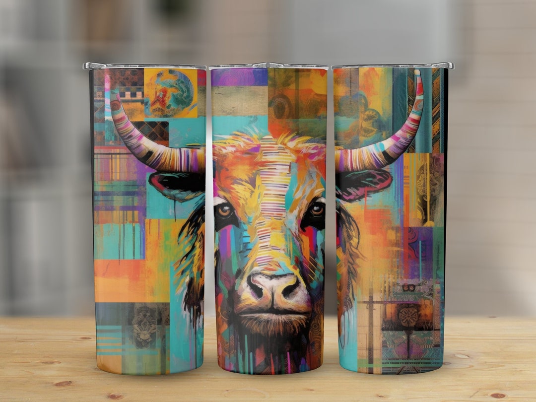 Highland Cow Pink Colors 20 Oz Skinny Tumbler, Sublimation Design ...