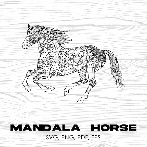Mandala Horse, Mandala Horse svg, Horse svg, Horse clipart, animal svg, téléchargement instantané