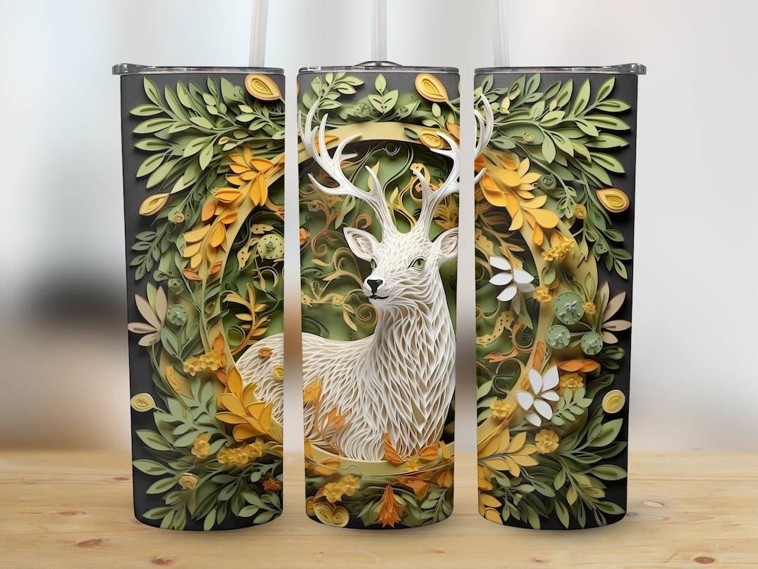 3D Deer Forest 20 Oz Skinny Tumbler, Sublimation Design, Straight and ...
