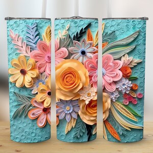 3D Colorful Rainbow Flowers 20 oz Skinny Tumbler, Sublimation Design, Straight and Tapered Tumbler Wrap, Digital Download png, Graphic