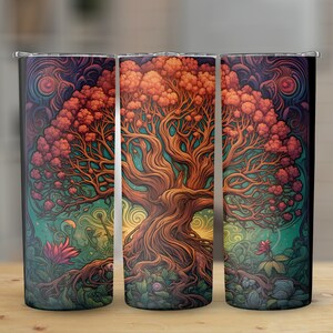 Borealis Theme Nordic Folk Art 20 oz Skinny Tumbler, Sublimation Design, Straight and Tapered Tumbler Wrap, Digital Download png, Graphic