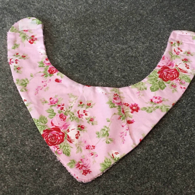 Handmade dribble bib baby pink roses