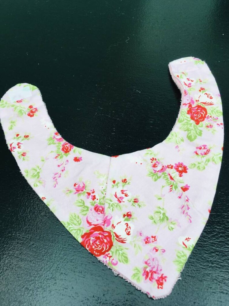 Handmade dribble bib baby pink roses
