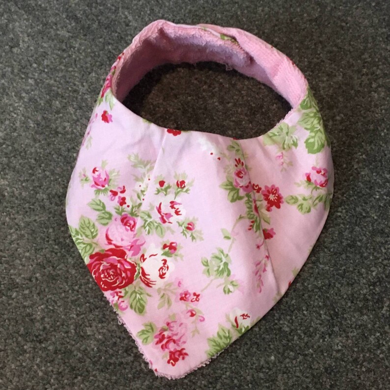 Handmade dribble bib baby pink roses