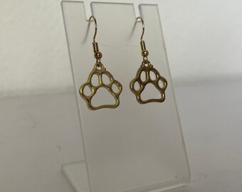 Gold and Silver Paw Print Earrings