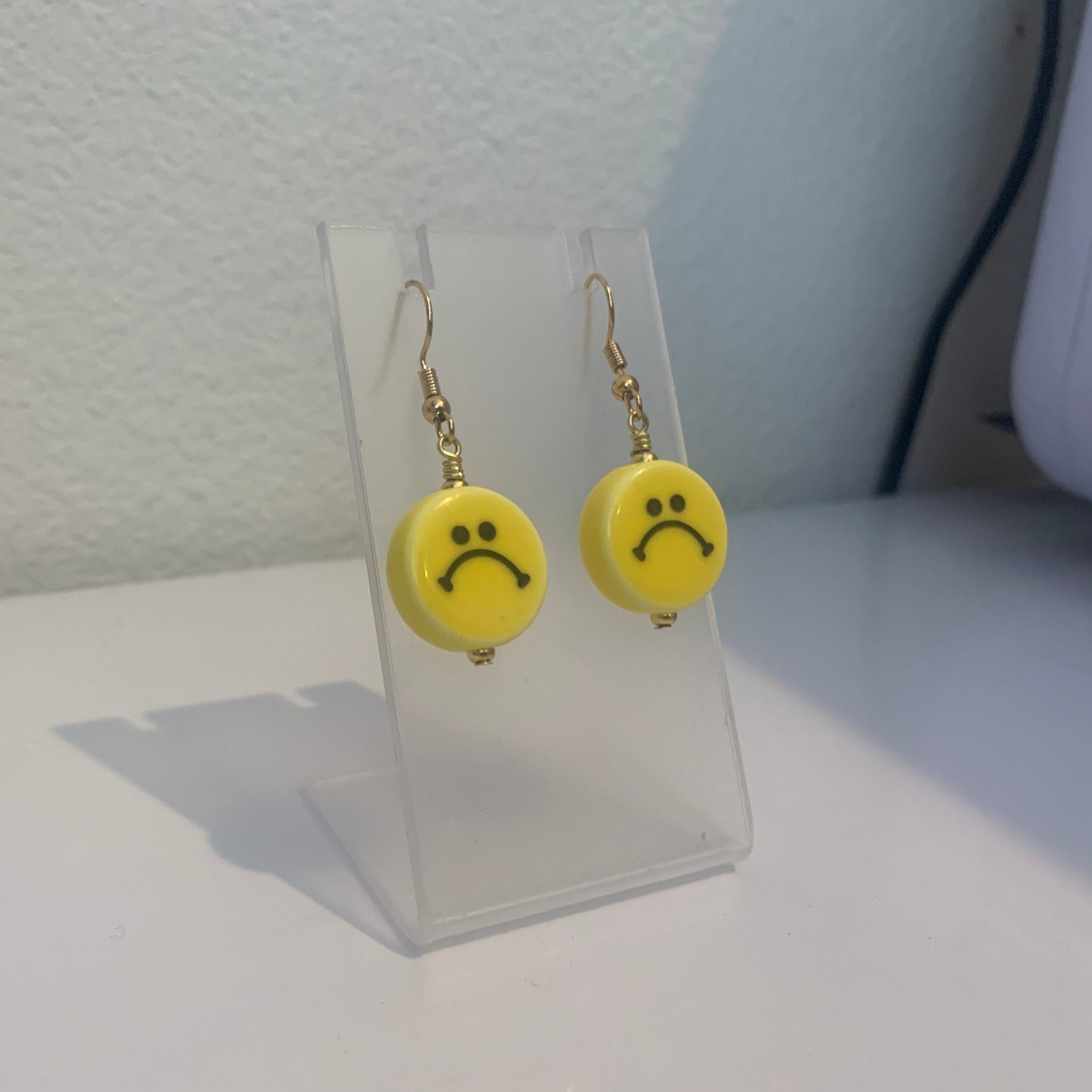 100% Recycled Acrylic Powercry Shy Cursed Emoji Meme Earrings 