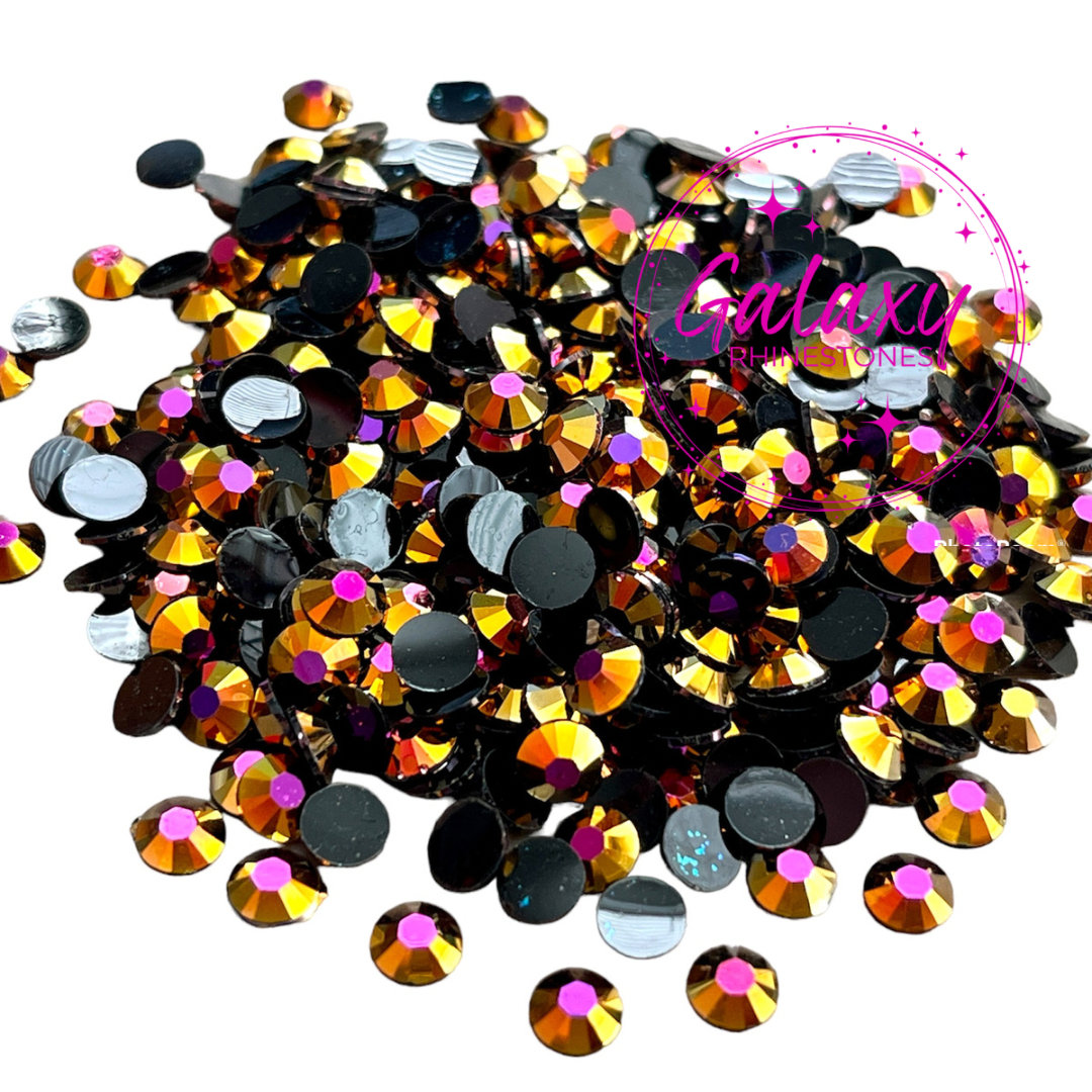 1,500ct Fire AB on Jet Black Base Jelly Resin Rhinestones Non Hotfix  Flatback 2MM, 3MM, 4MM, 5MM, Ships From USA Perfect for Tumblers 