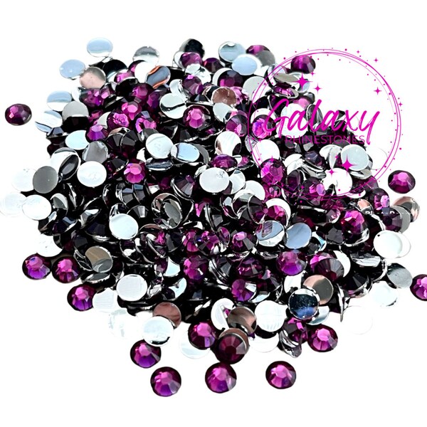 1,500ct Grape Resin Rhinestones Non Hotfix Flatback 2MM, 3MM, 4MM, 5MM, Ships from USA Perfect for Tumblers, Nails, Crafts