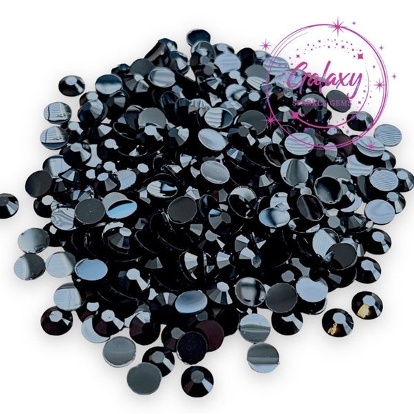 1,500ct Black Jelly Resin Rhinestones Non Hotfix Flatback 2MM, 3MM, 4MM, 5MM, 6MM Ships from USA Perfect for Tumblers