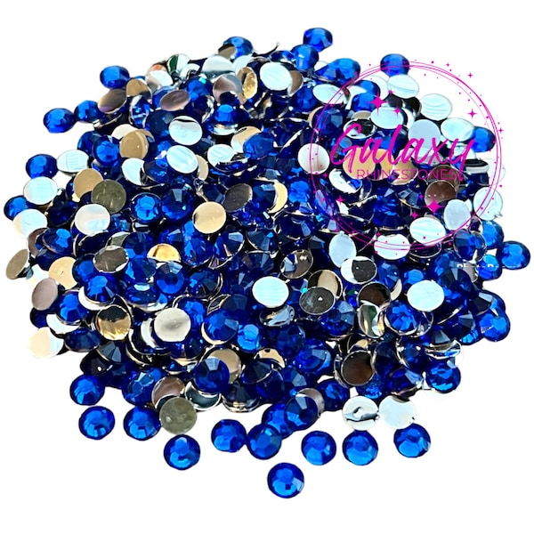 1,500ct Blue Sapphire Resin Rhinestones Non Hotfix Flatback 2MM, 3MM, 4MM, 5MM, 6MM Ships from USA Perfect for Tumblers, Nails, Crafts