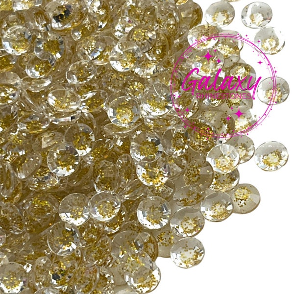 1,500ct STARRY SKY Gold Glitter Transparent Rhinestones with Clear Back Non Hotfix Flatback Rhinestones 3MM, 4MM, 5MM, Ships from USA