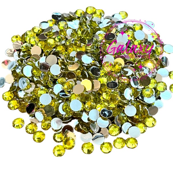 1,500ct Yellow Resin Rhinestones Non Hotfix Flatback 2MM, 3MM, 4MM, 5MM, 6MM Ships from USA Perfect for Tumblers, Nails, Crafts