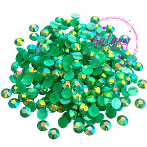 1,500ct Shamrock Green AB Jelly Resin Rhinestones Non Hotfix Flatback 2MM, 3MM, 4MM, 5MM, Ships from USA Perfect for Tumblers