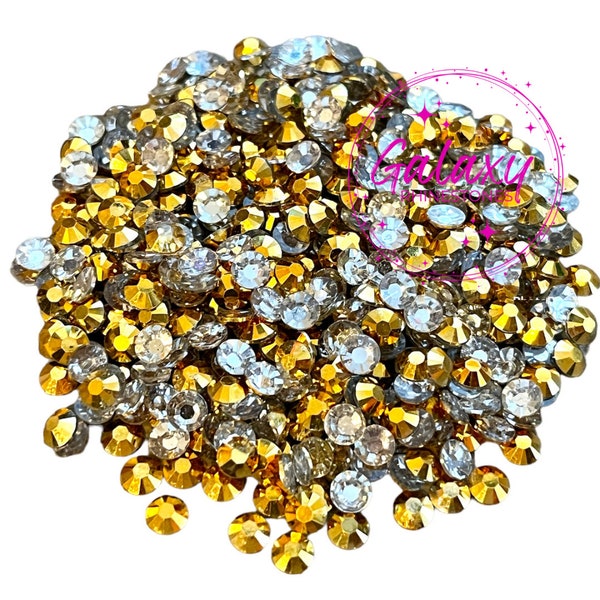 1,500ct Gold Resin Rhinestones Non Hotfix Flatback 2MM, 3MM, 4MM, 5MM, 6MM Ships from USA Perfect for Tumblers, Nails, Crafts